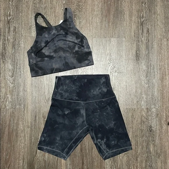 EUC Lululemon Diamond Dye Pitch Grey Graphite Grey Set. Size Top 8/Bottom 6 - Picture 8 of 11